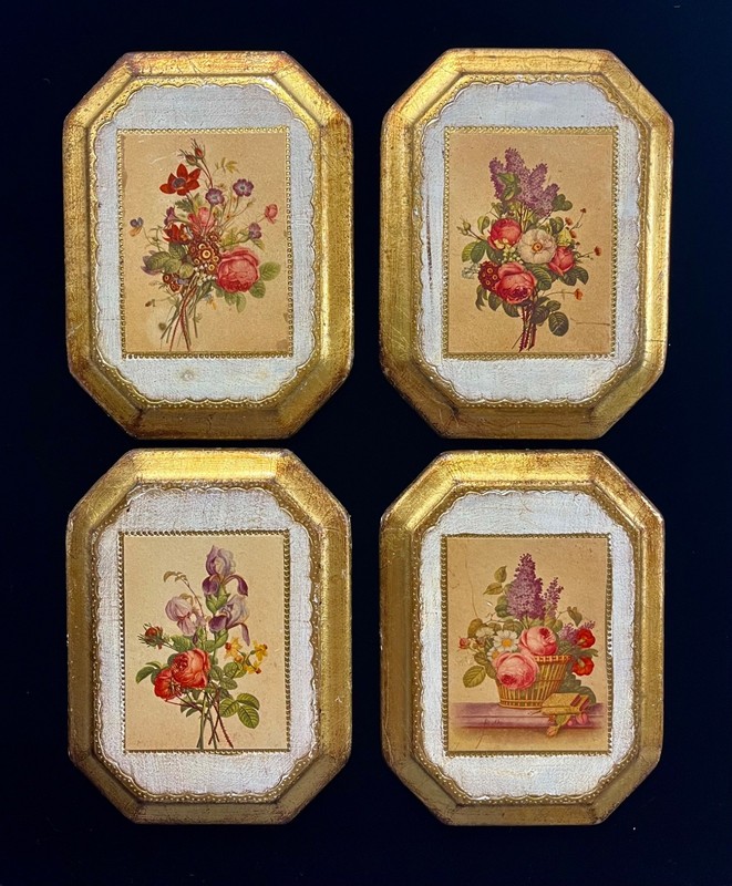 Italian Gilded Floral Wall Pictures Distressed Antiqued Gold Florentine Plaque-4
