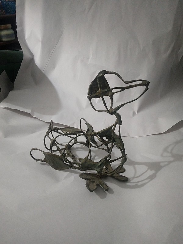 Modern Brutalist Wire Duck Sculpture OOAK Unique Odd Vintage Conversation Piece