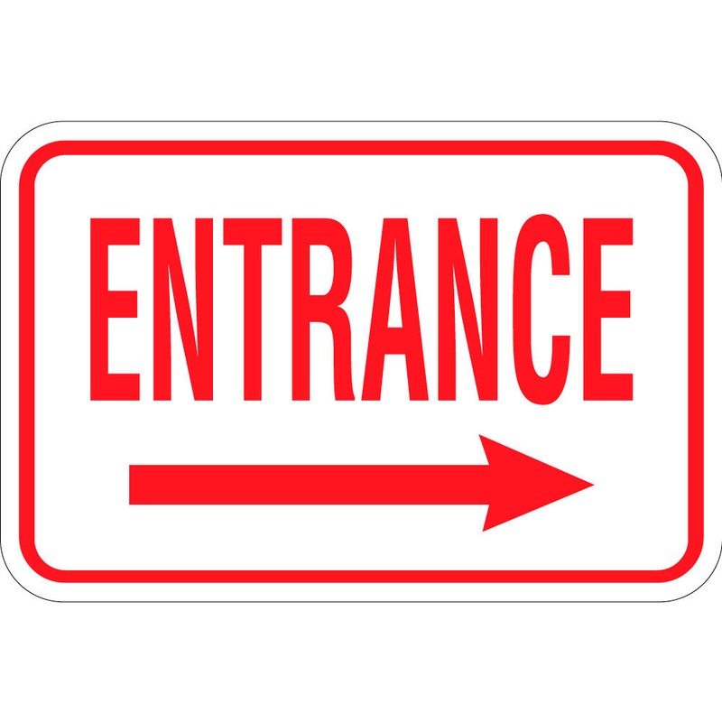 Entrance Sign With Right Arrow Osha Metal Aluminum Sign