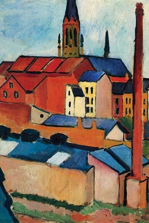 St. Mary’s Church with houses and chimney by August Macke – Art Print