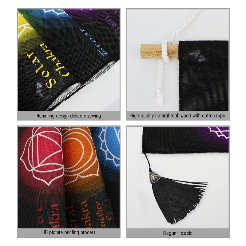 Hanging Poster Canvas Wall Art Banner for Meditation 7 Chakras Yoga Painting ... gallery