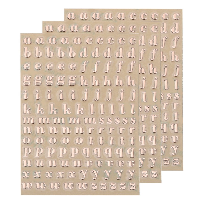 3 Sheets 4.5mm/0.18inch Mini Letter Stickers, Lowercase A-Z Sticker, Rose Gold