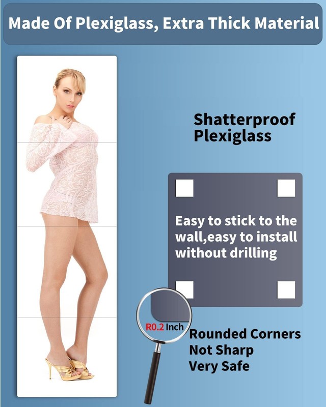 Unbreakable Full Length Mirror For Wall Mounted, Over The Door Mirror, gallery