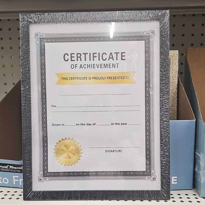 Black Plastic Document Frame 9×12 in for Certificate or Diploma, Wall Mounted