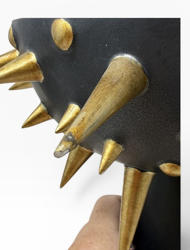L’Objet Celestial Bowl on Stand Black & Gold Vase Spikes Modernist Vase As Is gallery