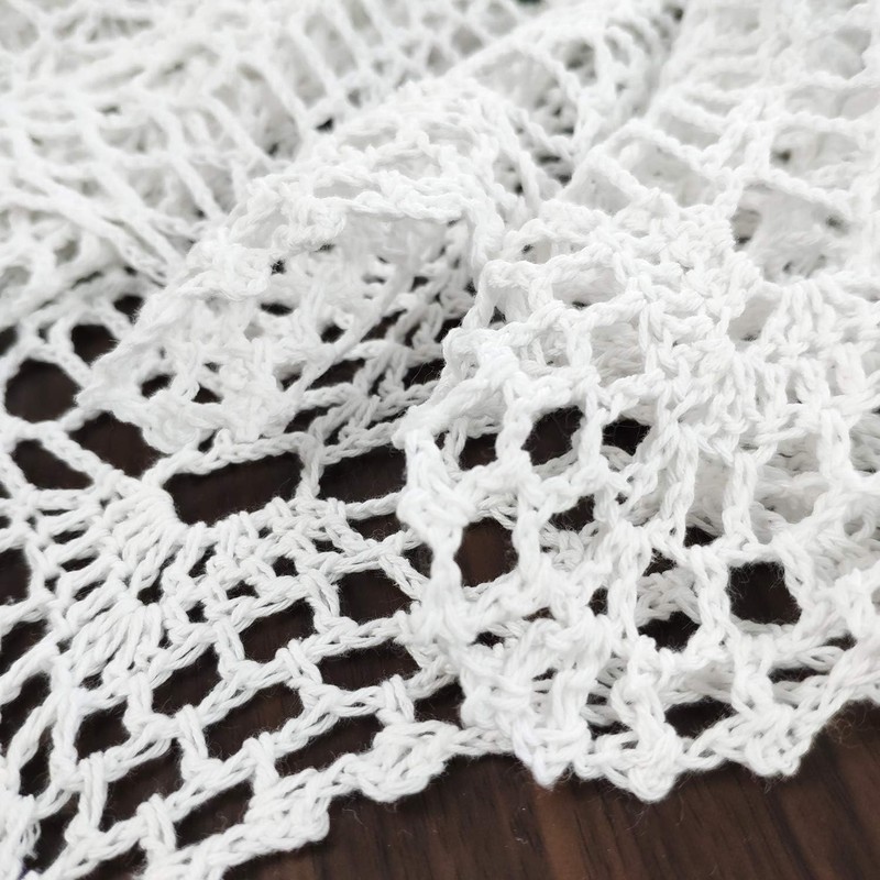 60 inch White Crochet Cotton Lace Tablecloth Elegant Floral Round Table Cloth gallery