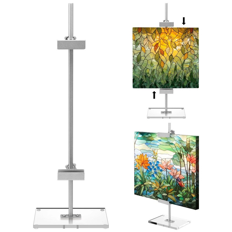 RattanView Adjustable Tabletop Easel Stand for Picture Frame up to 16.5″ H Me…