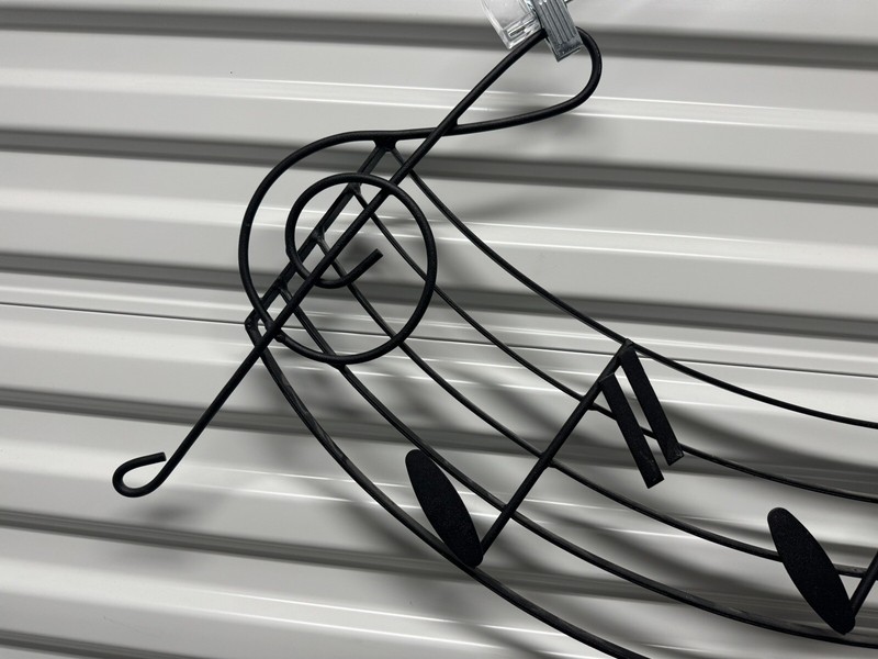 Large Musical Staff Treble Clef & Notes Wavy Bar Metal Wall Art Sculpture, Black gallery
