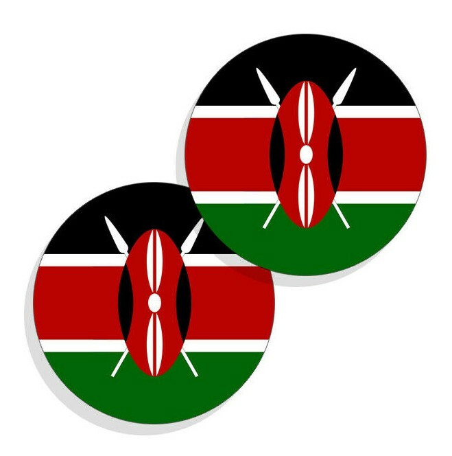 Kenya Flag Stickers Flag Decals Vinyl Round Indoor Outdoor Circles 4 pack