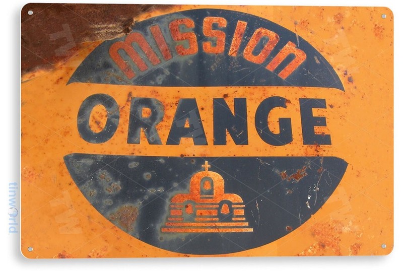TIN SIGN Mission Orange Soda Logo Metal Décor Kitchen Store Fountain Bar A494