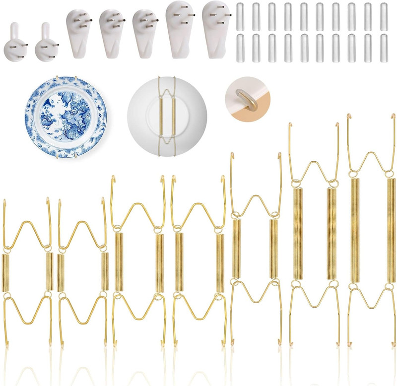 7 Pcs Plate Hangers for the Wall, 4/6/8/10/12 Inch Invisible Decorative Wall Pla