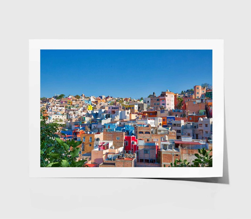 Guanajuato Houses Print, Mexico Wall Art, Houses Framed Blue Sky Wall Art, City