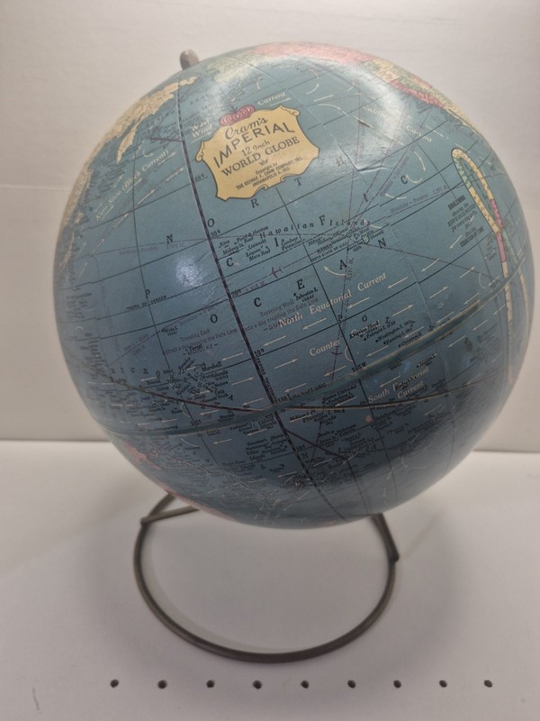 Vintage CRAM’S 12” Imperial World Globe With Metal Stand Beautiful Condition