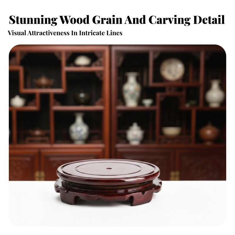 Wooden Turntable 360° Rotation Round Display Base Compact Size gallery