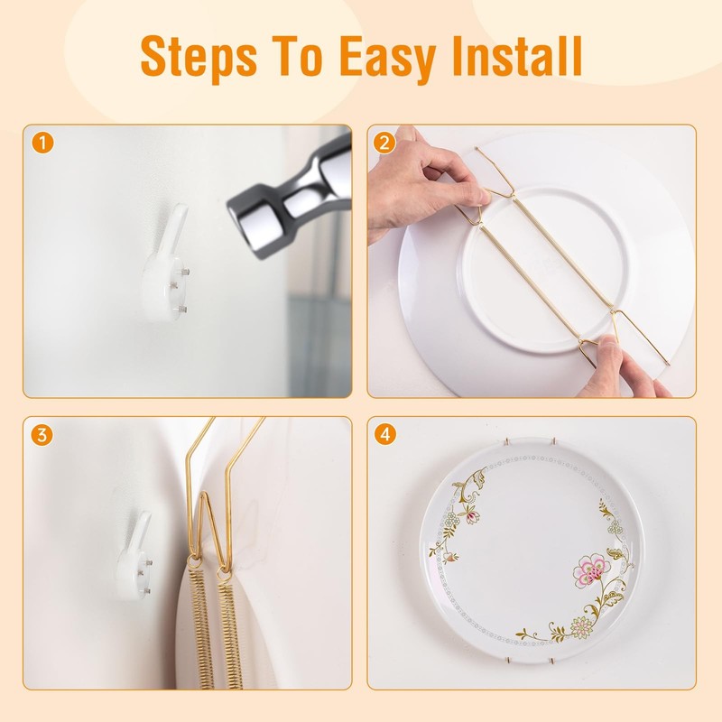 4 Pack Plate Hangers for the Wall, Suitable for 4-5 inch Art Plate, Stainless... gallery