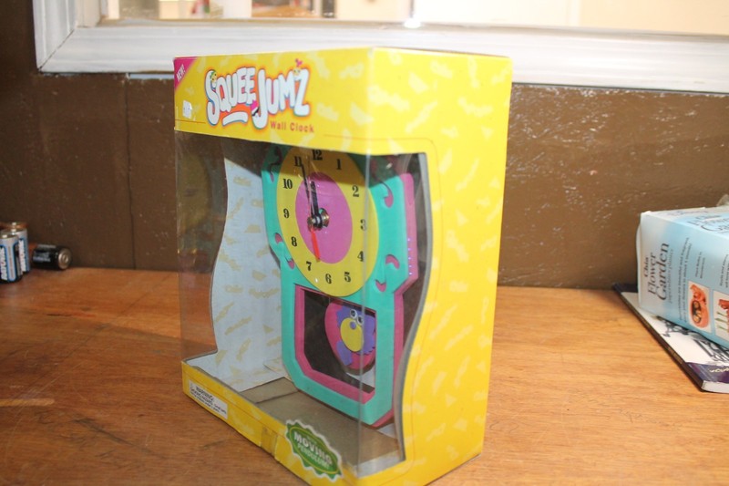Vintage 1998 SqueeJumz Wall Clock With Moving Characters Pendulum Multi Color gallery
