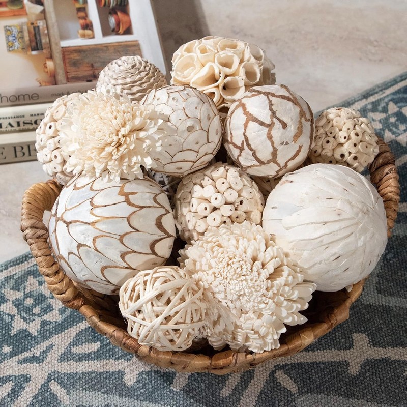 Large Decorative Balls Bowl Filler Decor Orbs White & Cream Natural White gallery
