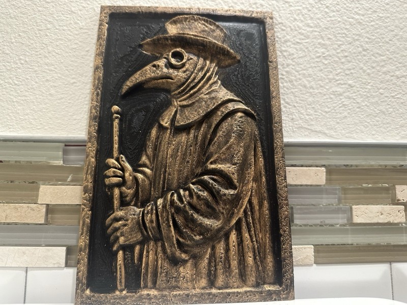 Hand Painted Plague Doctor 10” X 6” Home Decor Wall Art Plaque Halloween gallery