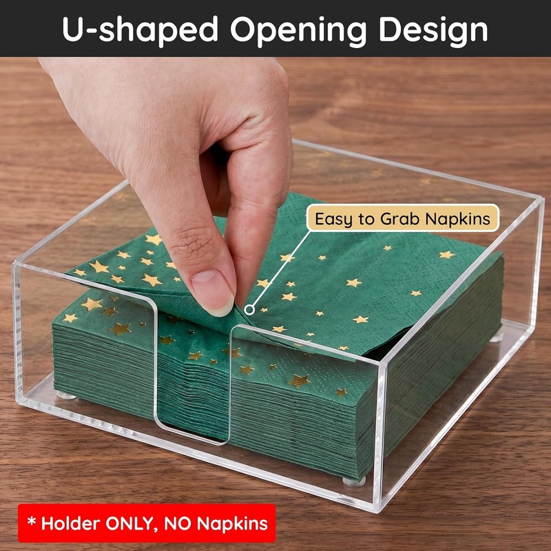 5.9x5.9x2.4in Acrylic Bathroom Guest Hand Towel Tray, Thick Flat Paper Napkin gallery
