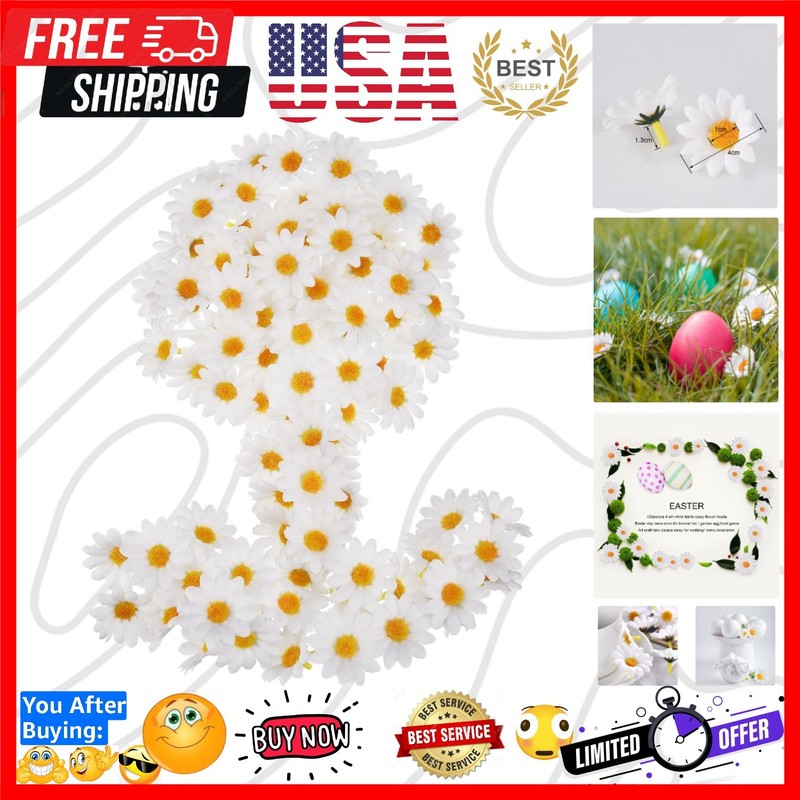 100 Pcs White Fabric Daisy Flower Heads 1.57” Artificial Daisy Crafts Gerber…