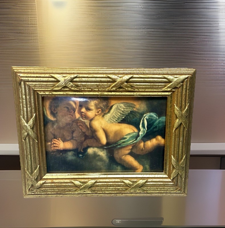 Vintage 90s Framed Angels Cherubs Picture Wall Hanging Decor READ