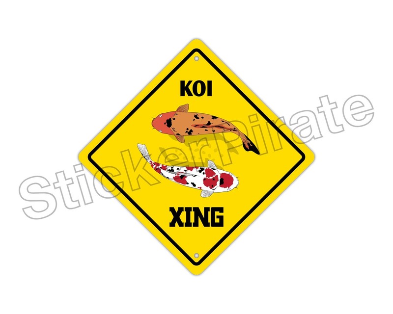*Aluminum* Koi Crossing Funny Metal Novelty Sign 12″x12″