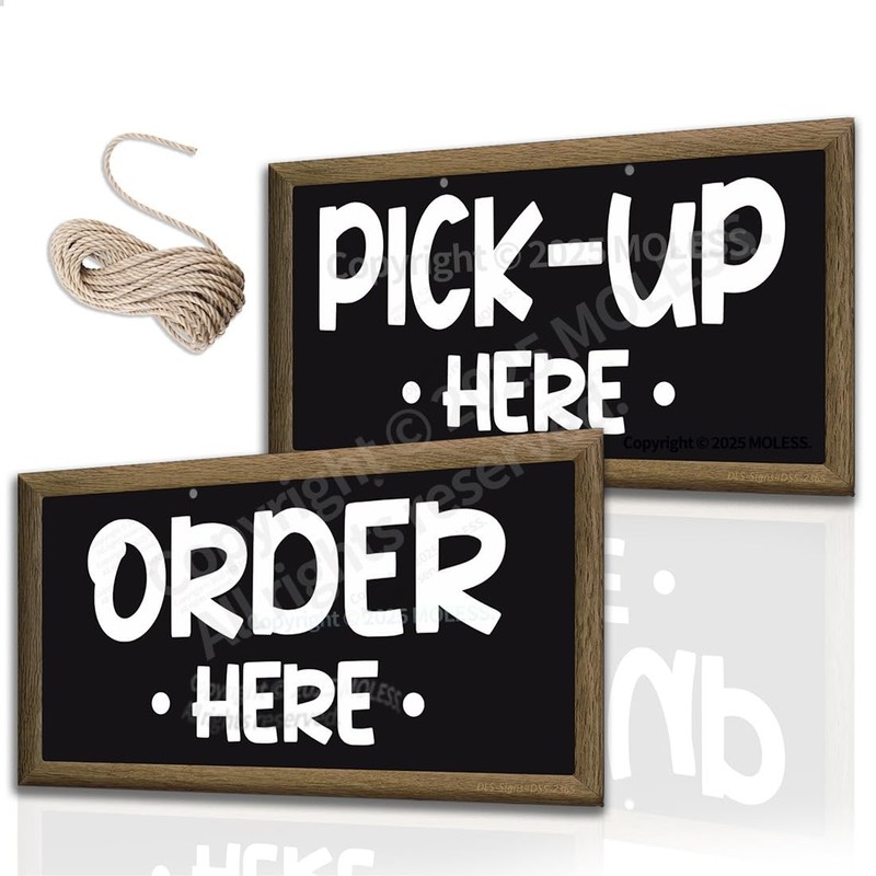 Order and Pick Up Signs Aluminum Cafe Restaurant Food Truck 12×6 In 2 PCS
