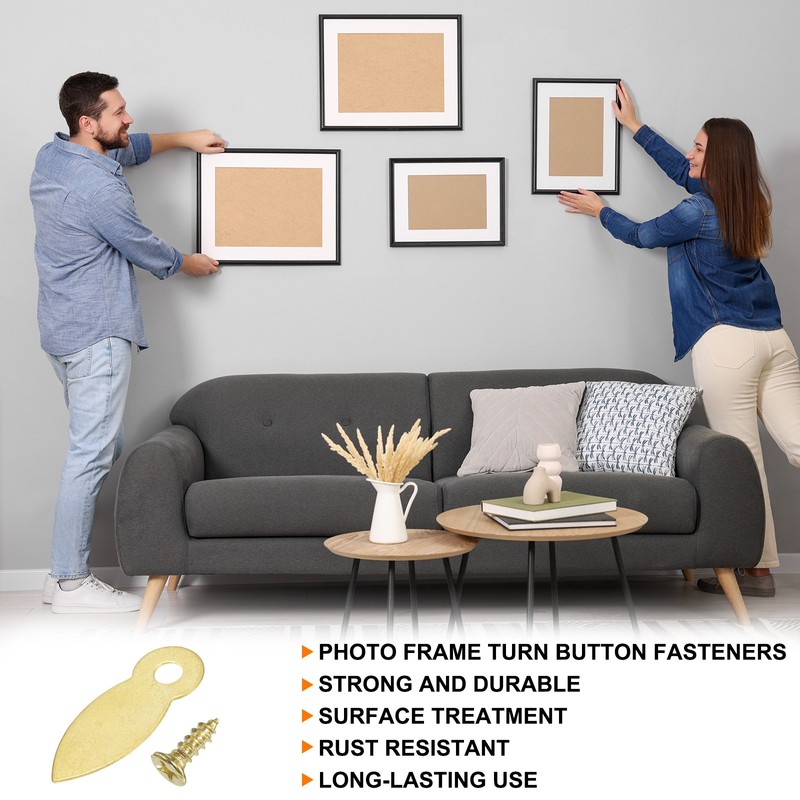 100Pcs Picture Frame Backing Clips with 100Pcs Screws for Hanging Picture, Gold gallery