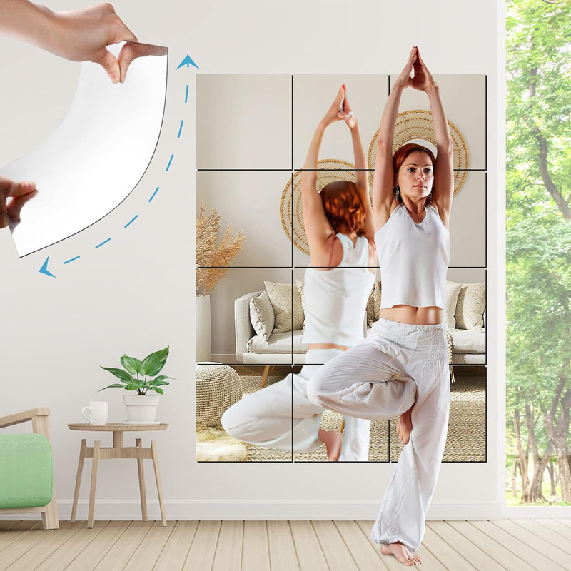 Wall Mirror Full Length, 4Pcs Full Body Mirror for Bedroom, Safety Unbreakable M gallery