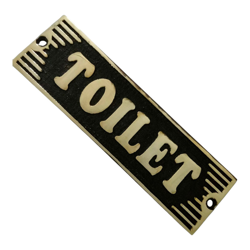 Toilet Sign – Solid Brass Shinny door Plaque,Black Finish Wall/Home Decor