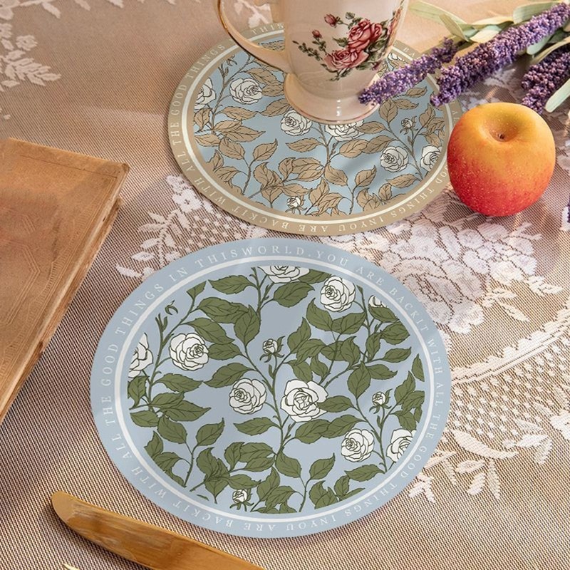 Round Coaster Set for Dining Table 4pcs Polyester 14cm x 14cm x 0.2cm Mat gallery