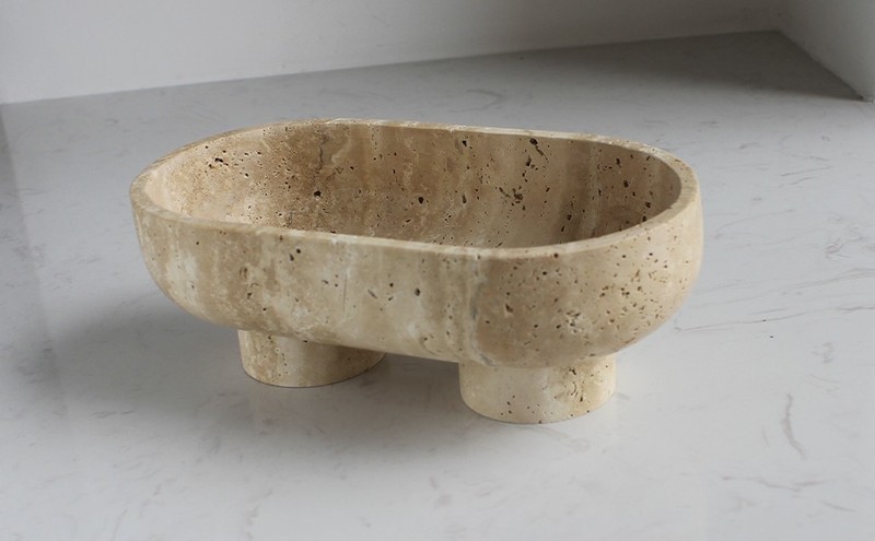 Natural Oval Calacatta Viola Marble Fruit Bowl for Kitchen gallery