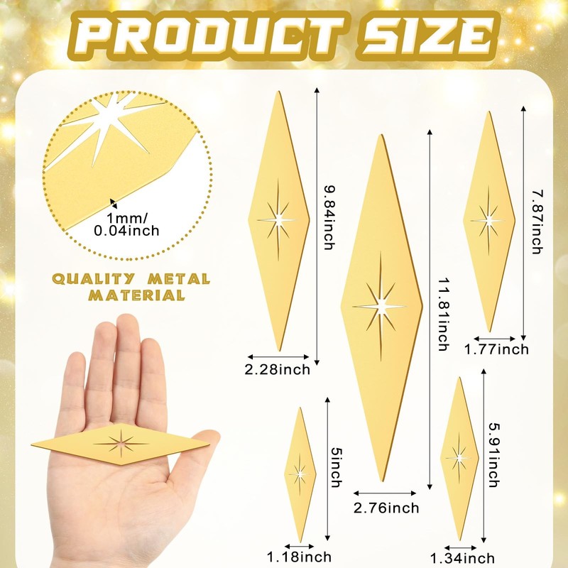 5 Pieces Mid Century Modern Decor Midcentury Vintage Style Gold Starburst Met... gallery
