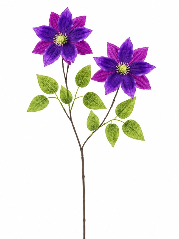 Set of 2 Purple Clematis Stems Faux Flower Branches Floral Decor Cottagecore gallery