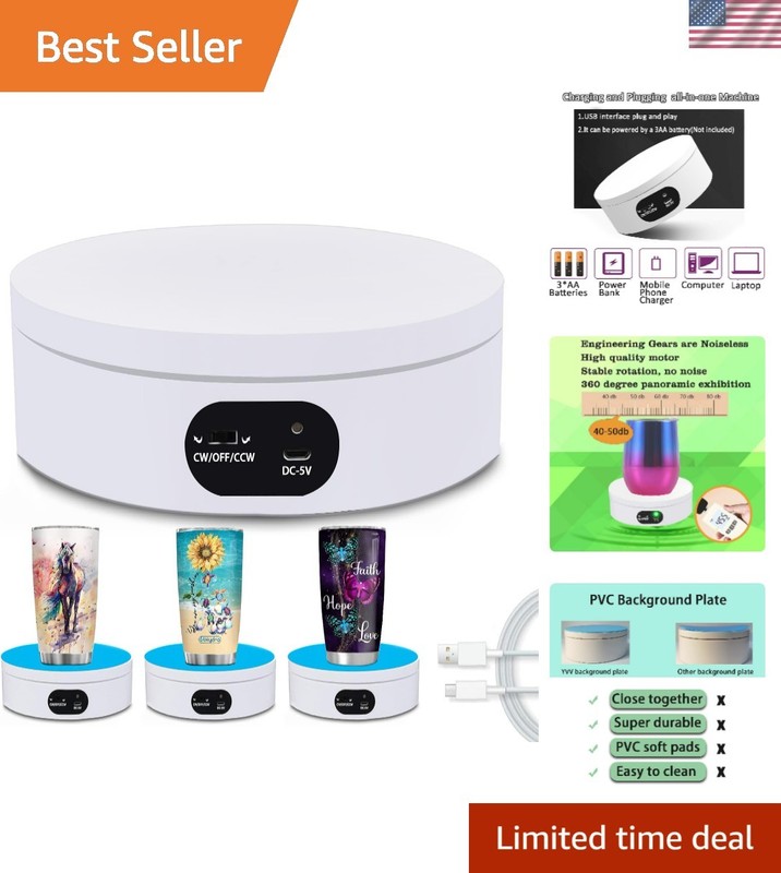 360° Automatic Mute Rotating Display Stand for Tumblers – 4.72” Compact Size