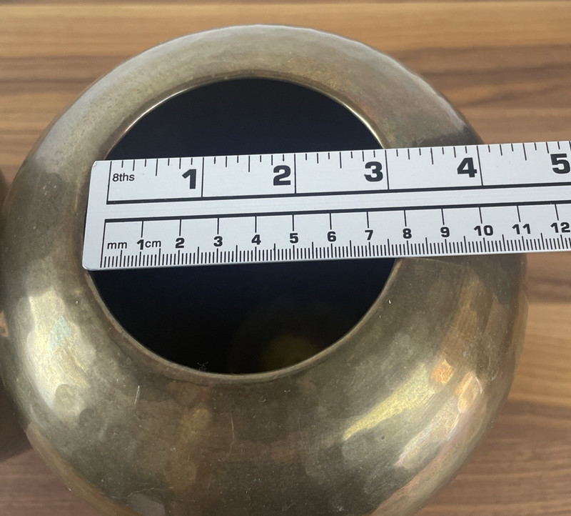 VTG Lot of 2 Hosley Solid Brass Dimpled Hand-Hammered/Dim Vase 12" Made in India gallery