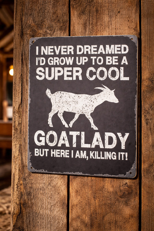 Konefeco Cool Goat Lady Metal Tin Sign Vintage Wall Decor 20x30cm 8×12 Inch