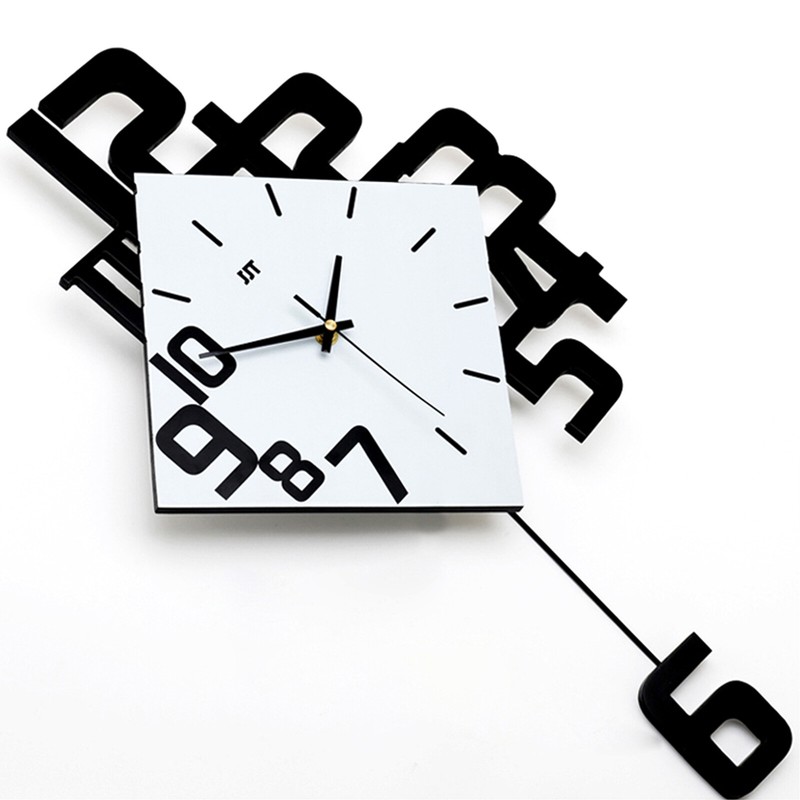 Swing Wall Watch Clock Quartz Silent Pendulum Hanging Clock Art Decorate Home gallery