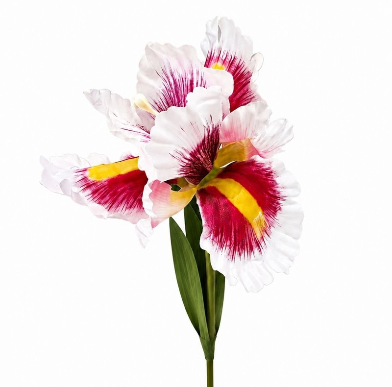 Faux Iris Flower Stems White Pink Yellow Floral Stems Artificial Flowers Cottage gallery
