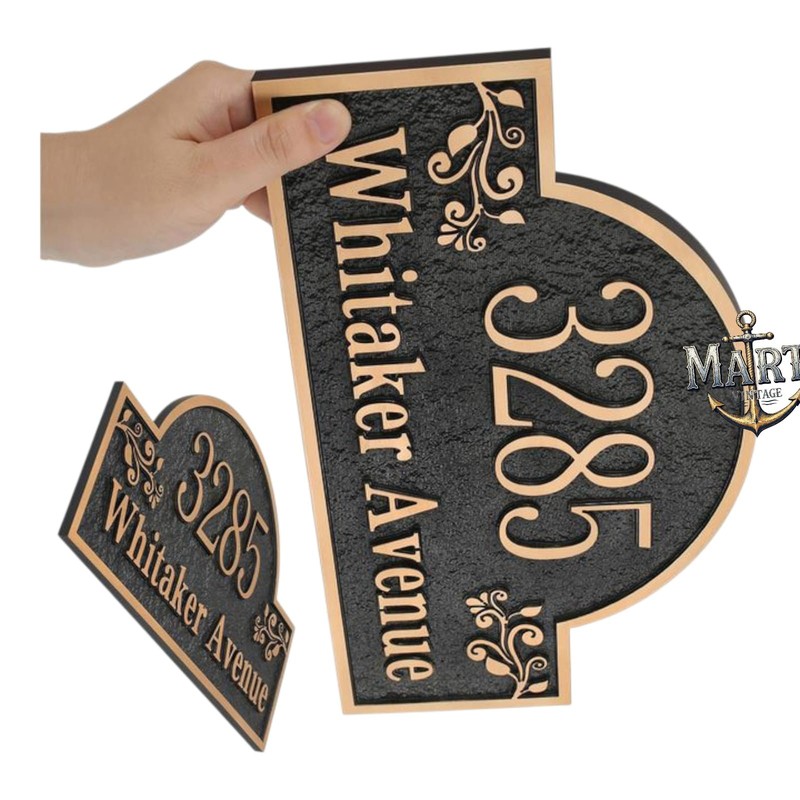 Cast Brass Custom Personalised logo Design Number Sign Plaque,