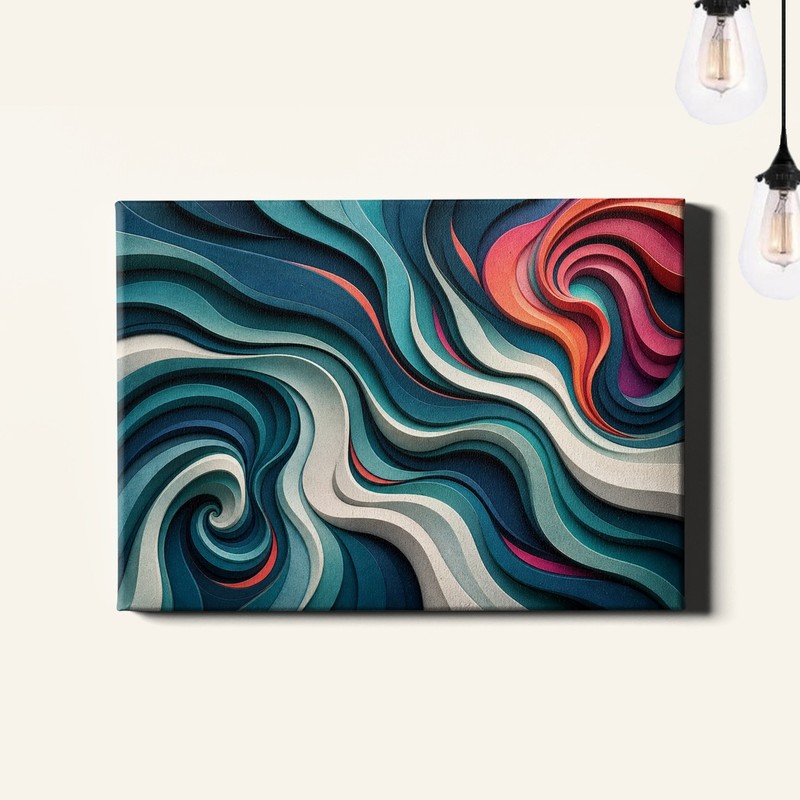 Layered fluid ribbons abstract Poster Print colorful flowing design