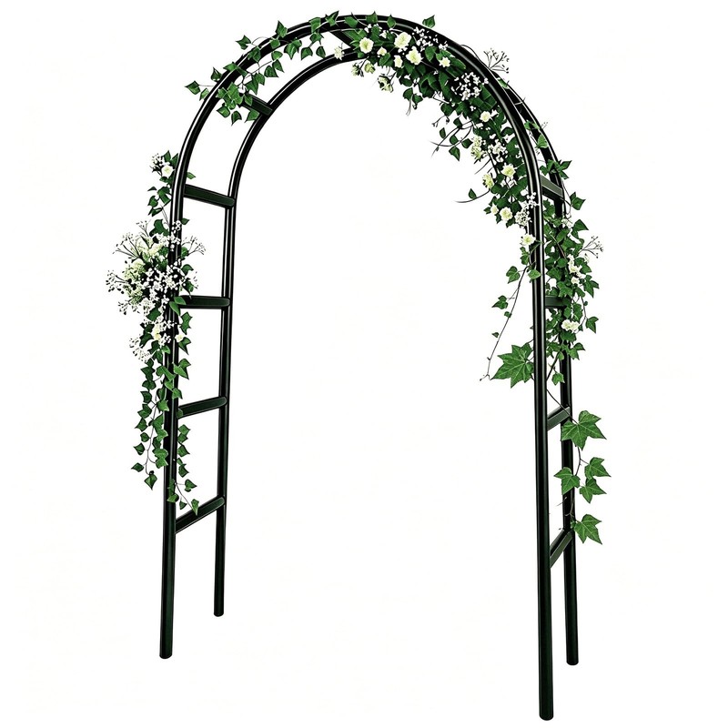 RUBFAC 7.8ft Garden Arch Trellis for Climbing Plants Outdoor, Metal Arch Fram...