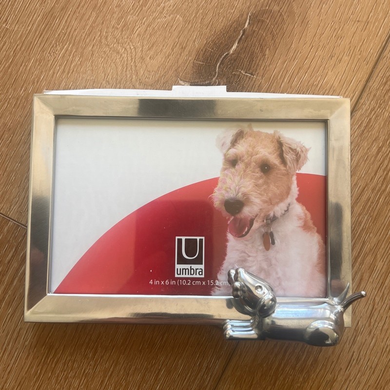 Umbra Memoire Dog Photo Frame 4×6 Chrome Silver Puppy Figurine Brand New