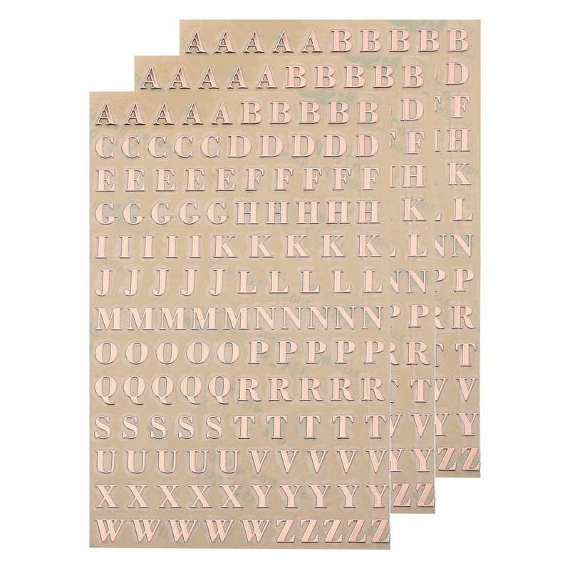 Alphabet Stickers 3 Sheets 4.5mm/0.18″ for Capital Letters, Rose Gold Color
