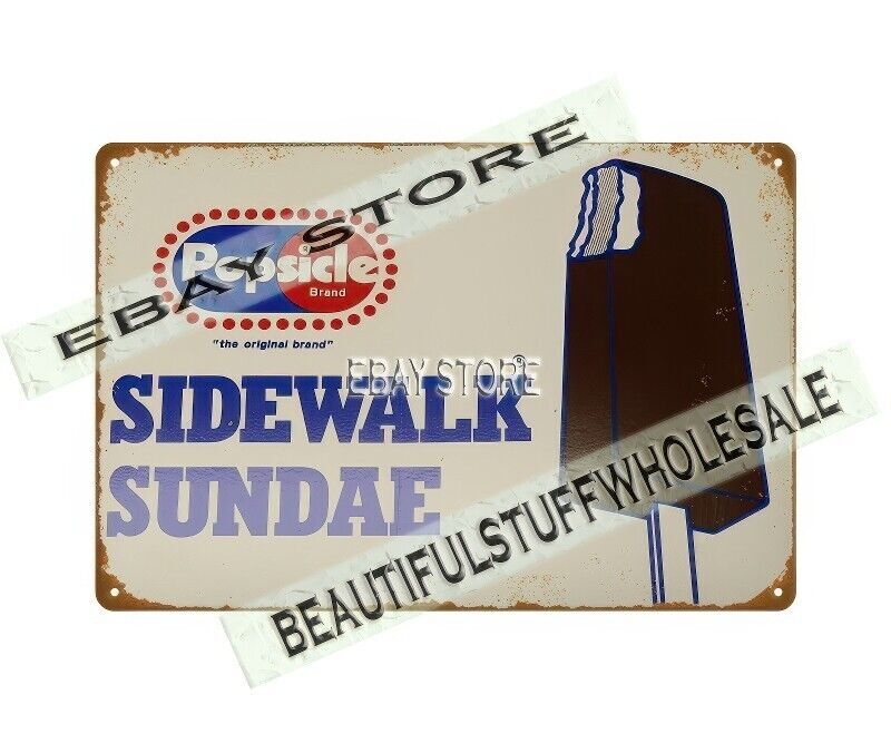 1960's Popsicle big stick ice cream sundae metal tin sign wall posters plaque gallery