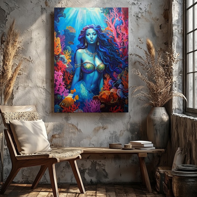 Wall Art Mermaid Kingdom Canvasvibrant Underwater Fantasy Art gallery