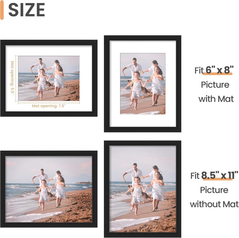 Versatile 8.5x11 Collage Picture Frame - Sturdy Black Design for Home or Office gallery