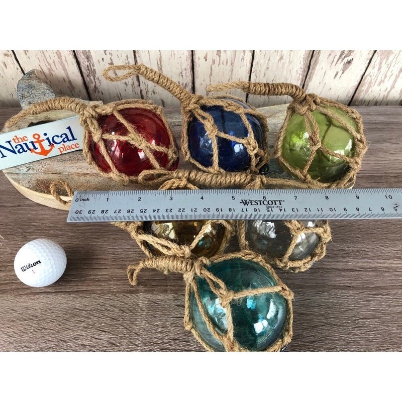 3" Glass Fishing Floats - Fish Net Buoy Decor - Red, Blue, Green, Amber, Clear gallery