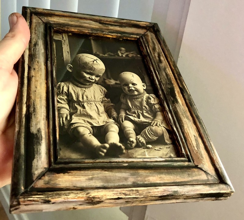 Creepy Doll Postcard Frame Macabre Curio Vintage Style Dark Art Decor gallery