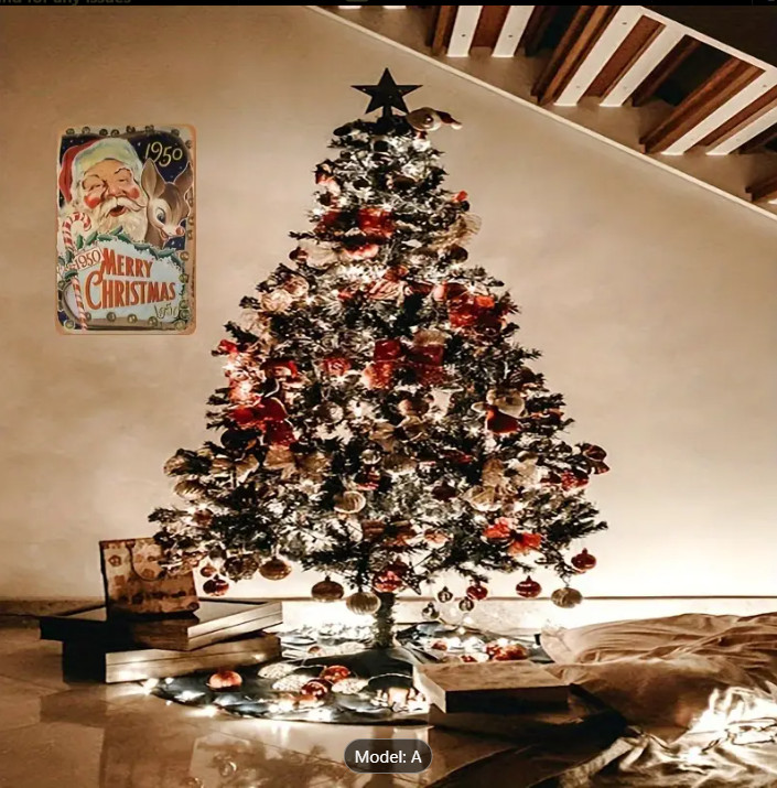 Retro Metal Sign Santa Rudolph 1950 Merry Christmas Vintage Style gallery